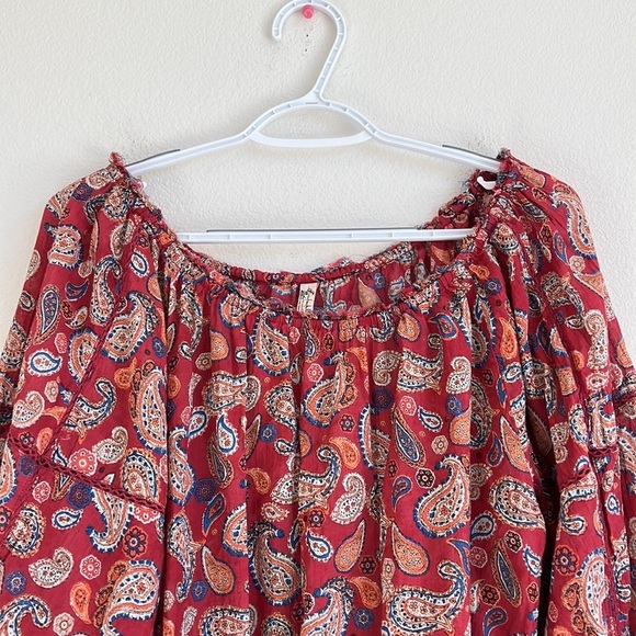 Free People boho red sundown paisley print bodysuit intimately valentine - Picture 4 of 16
